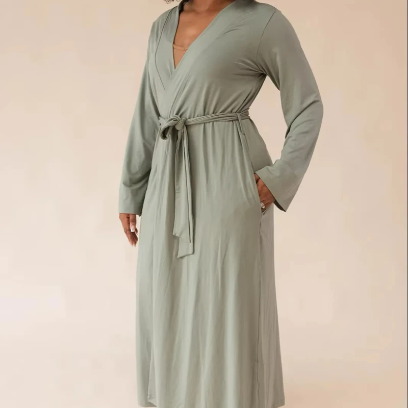 Bamboo Clothing Manufacturers Long Kimono Ladies Viscose From Bamboo Bath Robe Open Front Belted Lounge Custom Robes Women