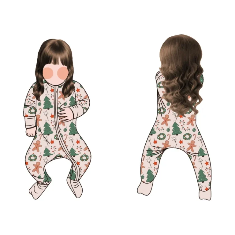 Bamboo-Custom-Print-Baby-Double-Zipper-Pajamas-Sleeper-Children-Toddler-Sleepwear-Fold-Cover-Rompers