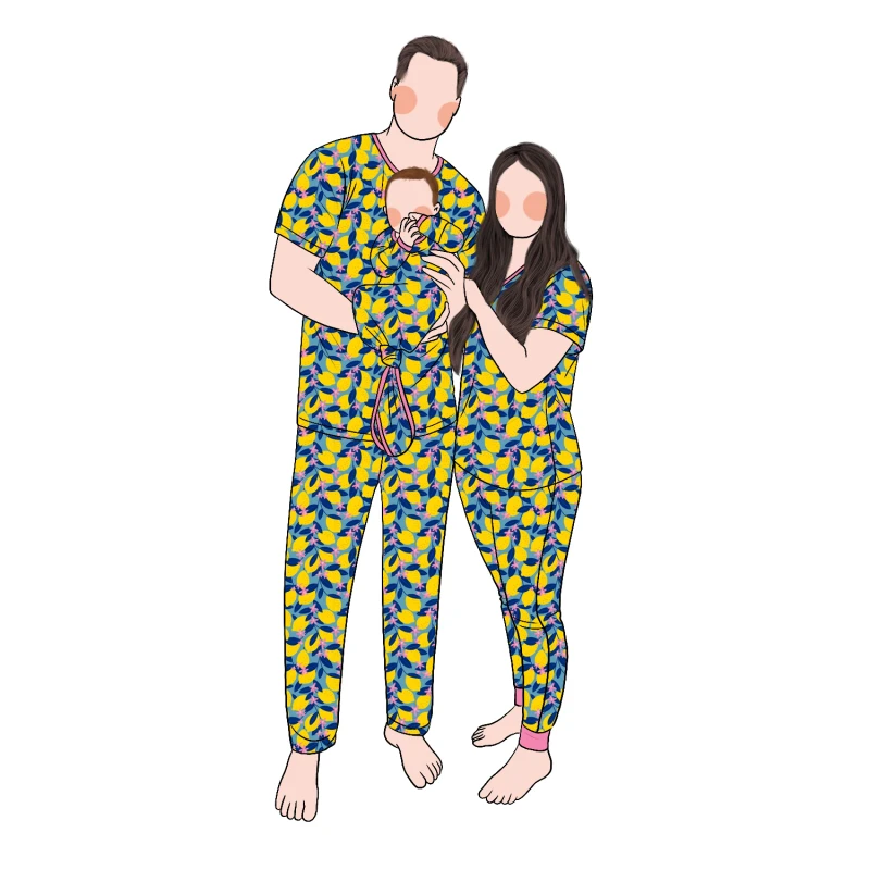 Bamboo Family Sleepwear Matching Set With Baby Sleeping Bag Parent-Child Clothing Pajamas Set