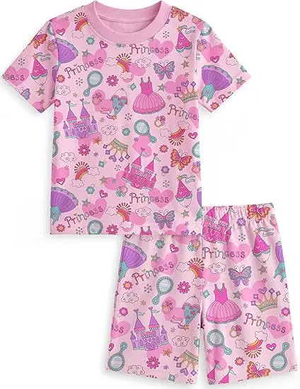 Bamboo-Fiber-Toddler-Baby-Girl-Pajamas-Summer-Short-Sleeve-Kids-Clothes-Snug-Fit-Pjs-Set