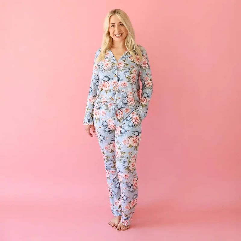 Bamboo PJ Loungewear Women Sets Nightgown Lady Nighties Women Sleepwear Custom Designer Pajamas with Buttons