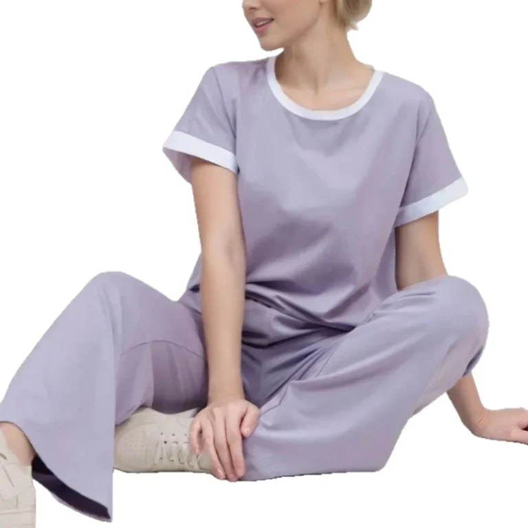 Bamboo-Pajamas-Set-2-Piece-Summer-Solid-Lounge-Bamboo-Cotton-Short-Top-and-Long-Pants-Loungewear-Women-Pj-Sets