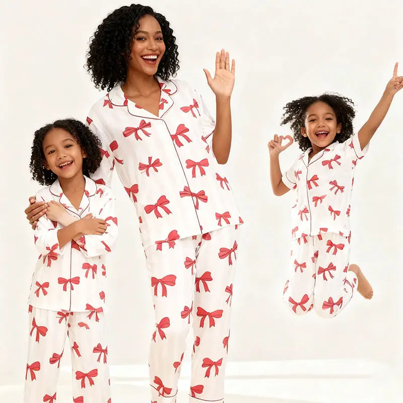 Bamboo Pajamas Toddler Kids Baby Girls Women Men Summer Casual Matching Family Sets
