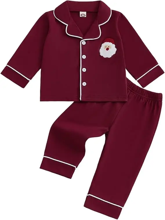 Bamboo Toddler Baby Button Down Long Sleeve Pajamas Set Shirt and Pants Sleepwear