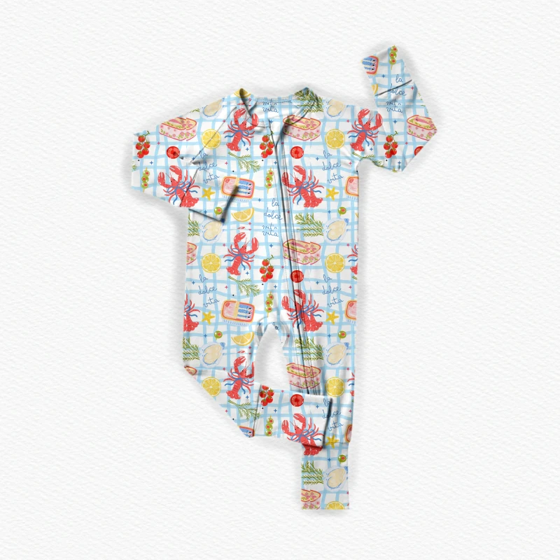 Bamboo Toddler Pajamas Bodysuit for Infant Custom Print Bamboo Pajamas Bamboo Zipper Pajamas