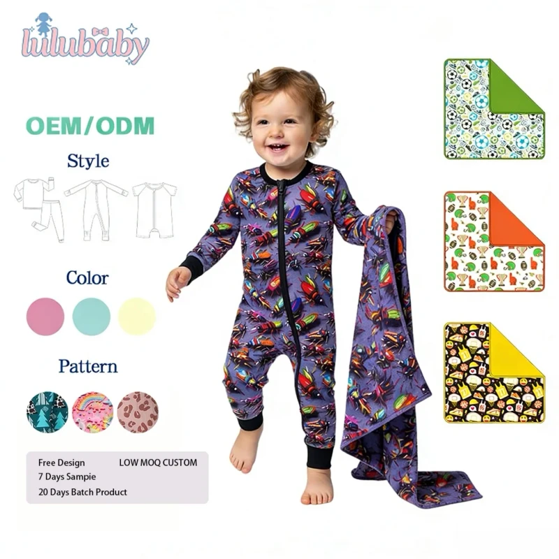 Bamboo Toddler Pajamas Set Soft Zippy Onesie Comfortable Bamboo Sleepwear for Kids Custom Bamboo