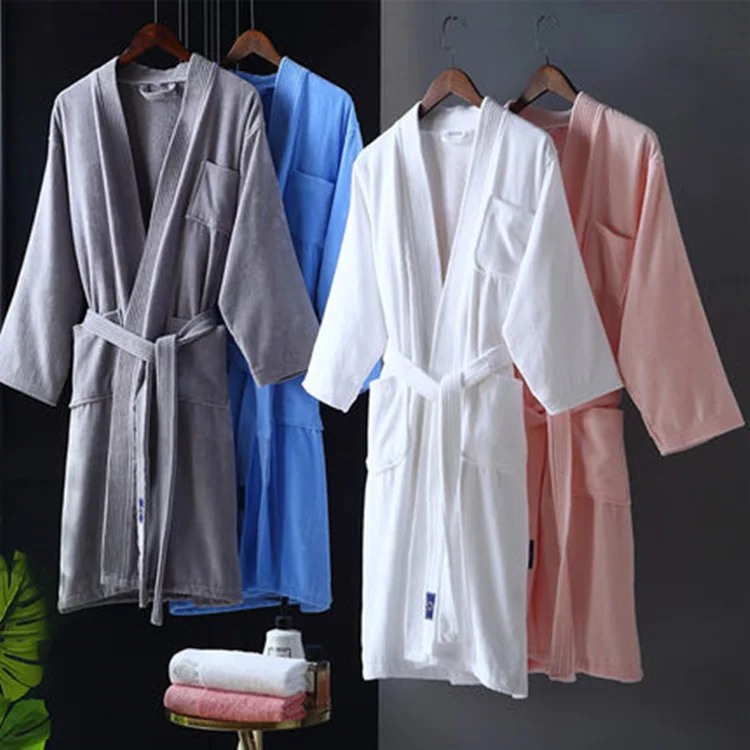Bathrobe Cotton Waffle Double Layer Terry Velour Custom Bathrobe
