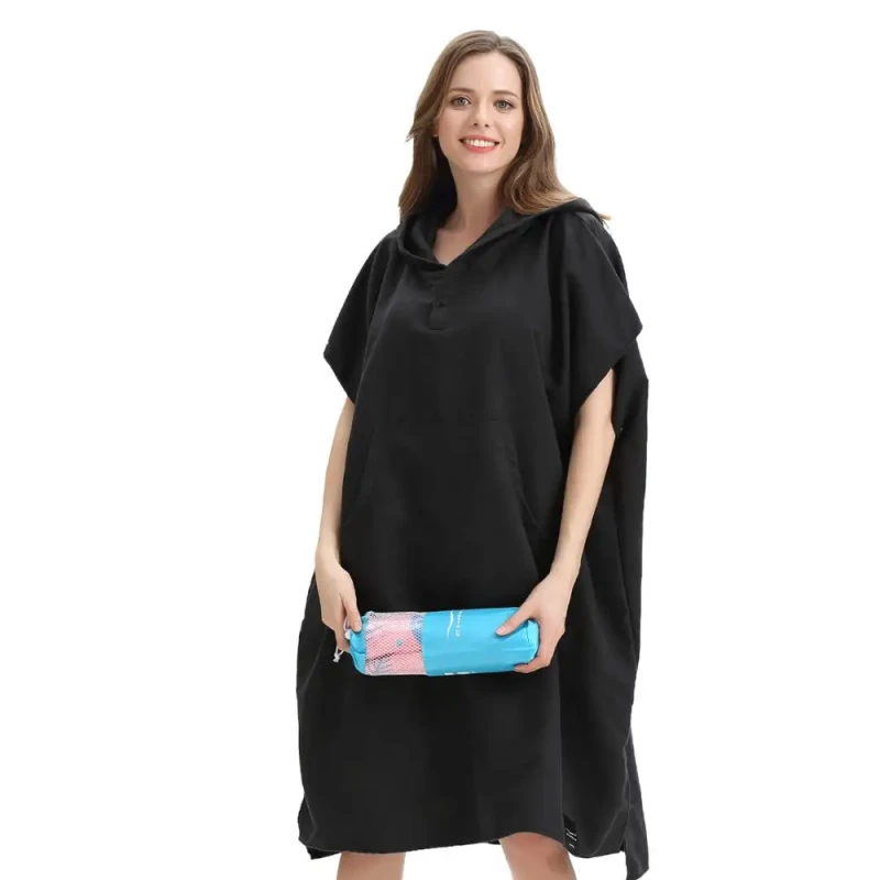 Beach Surf Poncho Changing Towel Robe with Hood for Surfing Swimming Bathing Adults Men Women