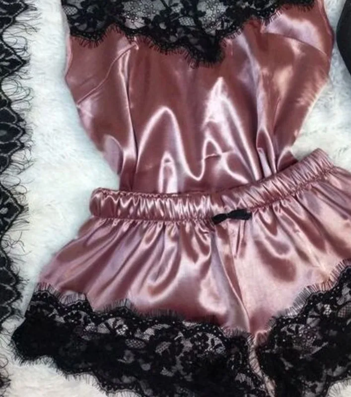 Beautiful-OEM-Ice-Silk-Suits-for-Women-with-High-Quality-and-Low-Price-for-Home-Holiday-Camisole-Short-Pants-Set