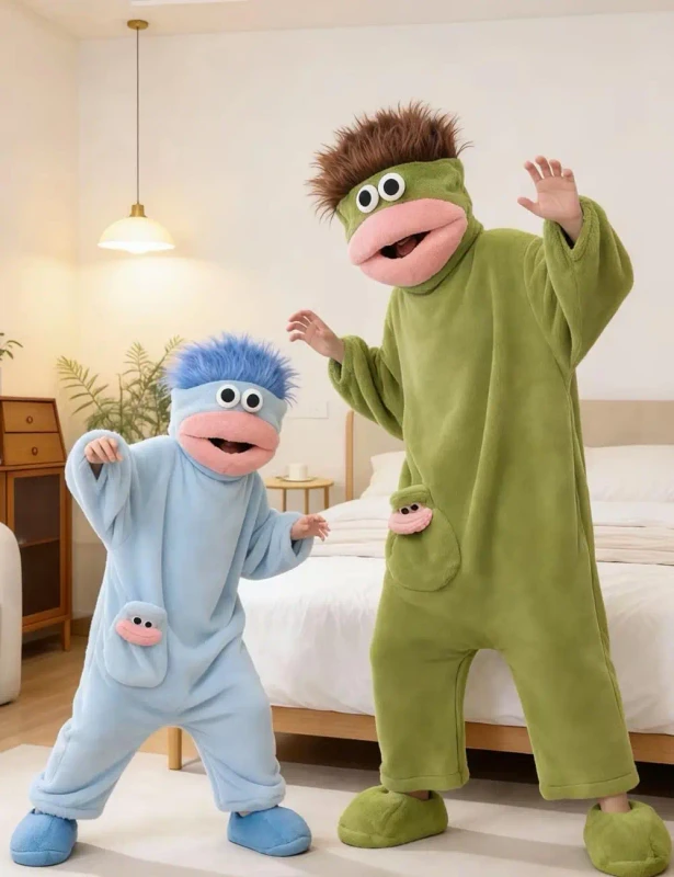 Big Mouth Monster Solid Long Sleeve Onesie Pajamas Large Comb Oversized Plush Fleece Hooded One Piece Sleep