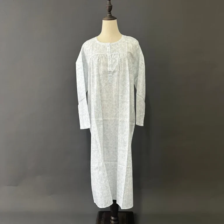 Blue-Toile-Long-Sleeve-Cotton-Nightdress