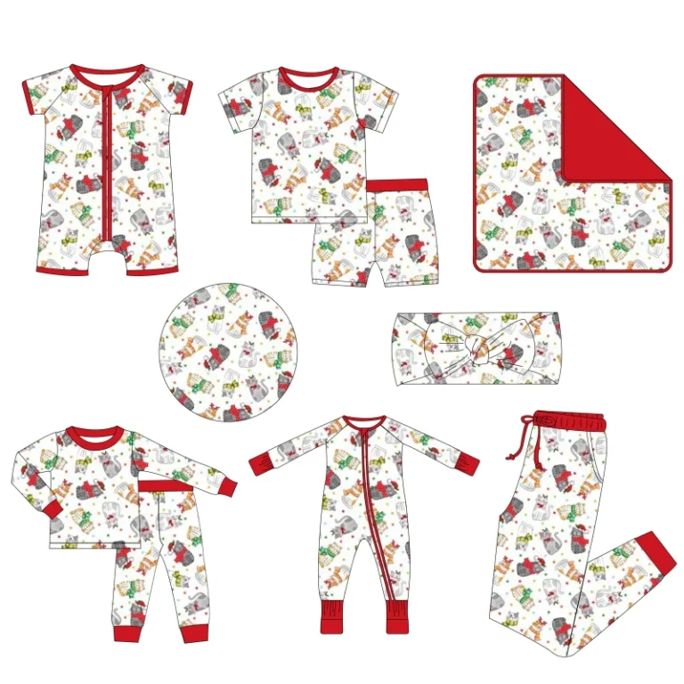 Boys-Girls-Winter-Custom-Printing-Bamboo-Zipper-Toddler-Pajamas