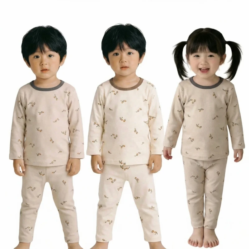 Boys Toddler Printed Cotton Class a Pajama Set for Boys and Girls Baby Home Clothes Instagram Korean Style