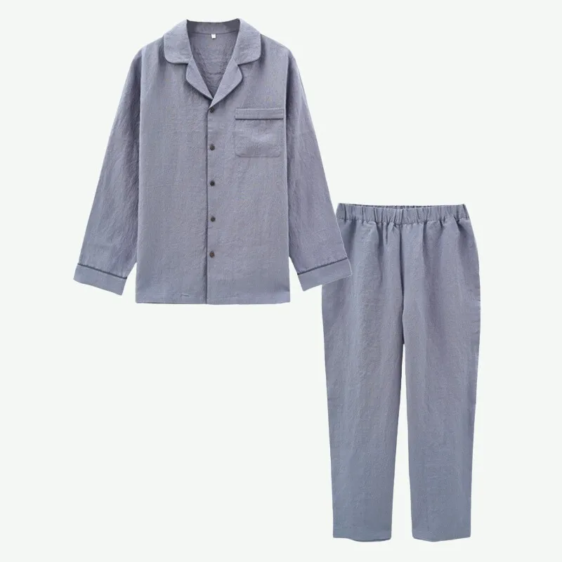 Breathable 2 Piece Spandex Bamboo Fiber Knitted Long Sleeve Casual Custom Solid Piping Men Loungewear Pajama Set