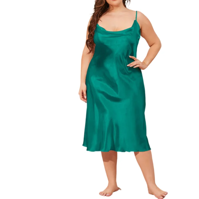 Breathable Ice Silk Nightdress for Curvy Women Summer Loose Fit Sleeveless Home Wear Comfortable Sleepwear