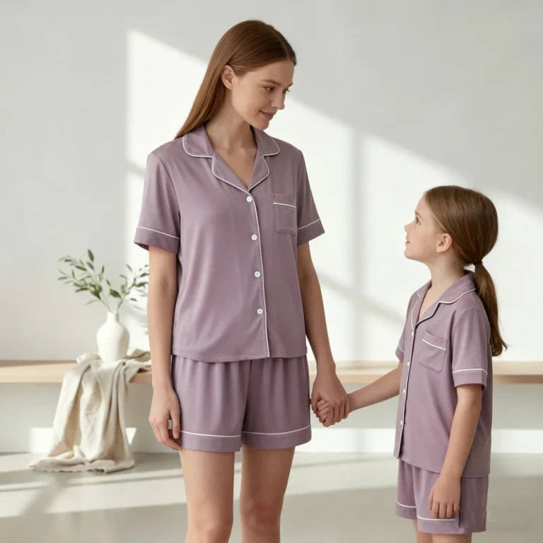 Breathable-Quick-Dry-Solid-Color-Lenzing-Modal-Family-PJ-Set-Family-Matching-Pajamas-Short-Sleeve-Family-Pajamas