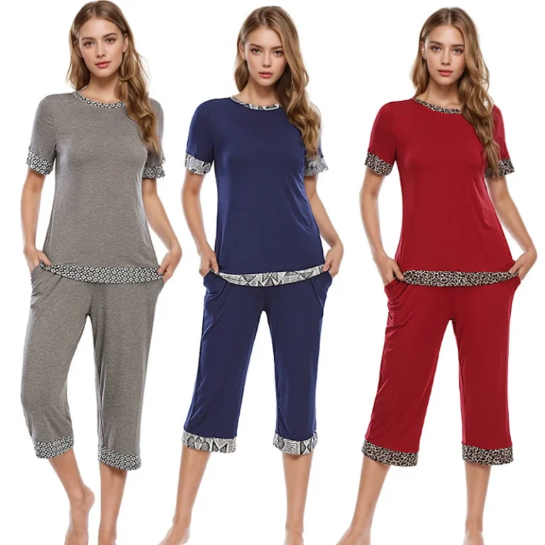 Breathable-Viscose-Summer-Pajamas-Women-Loungewear-Ladies-Sleepwear-PJ-Set-Pyjamas-Short-Sleeve-Pajama-Set
