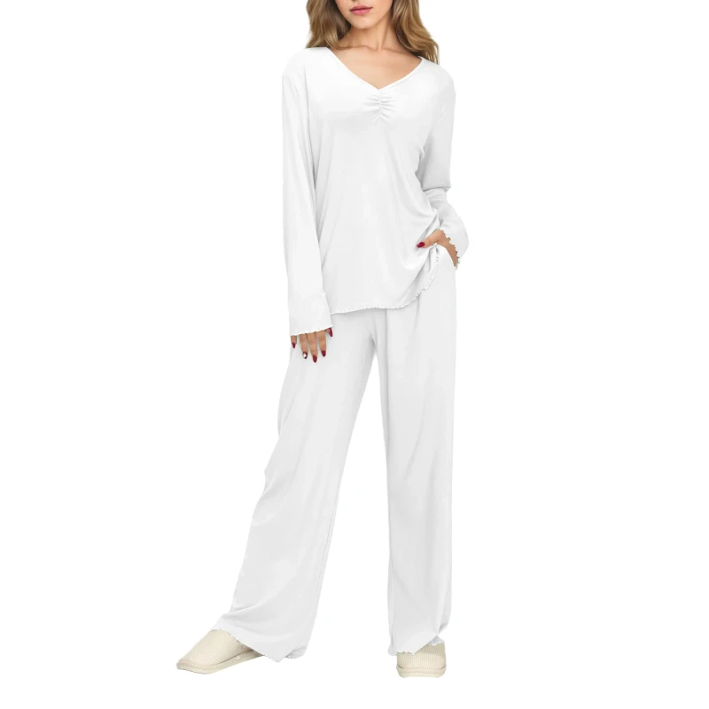 Breathable Women's Pyjamas Bamboo Viscose Sleepwear Set Soft Lounge Set