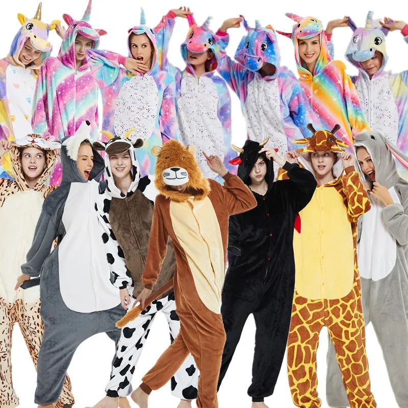 CMAX In Stock Onesie Kigurumi Pajamas for Kids Adults Warm Flannel Pijama with Unicorn Pegasus Penguin Koala Pikachu Woven Party