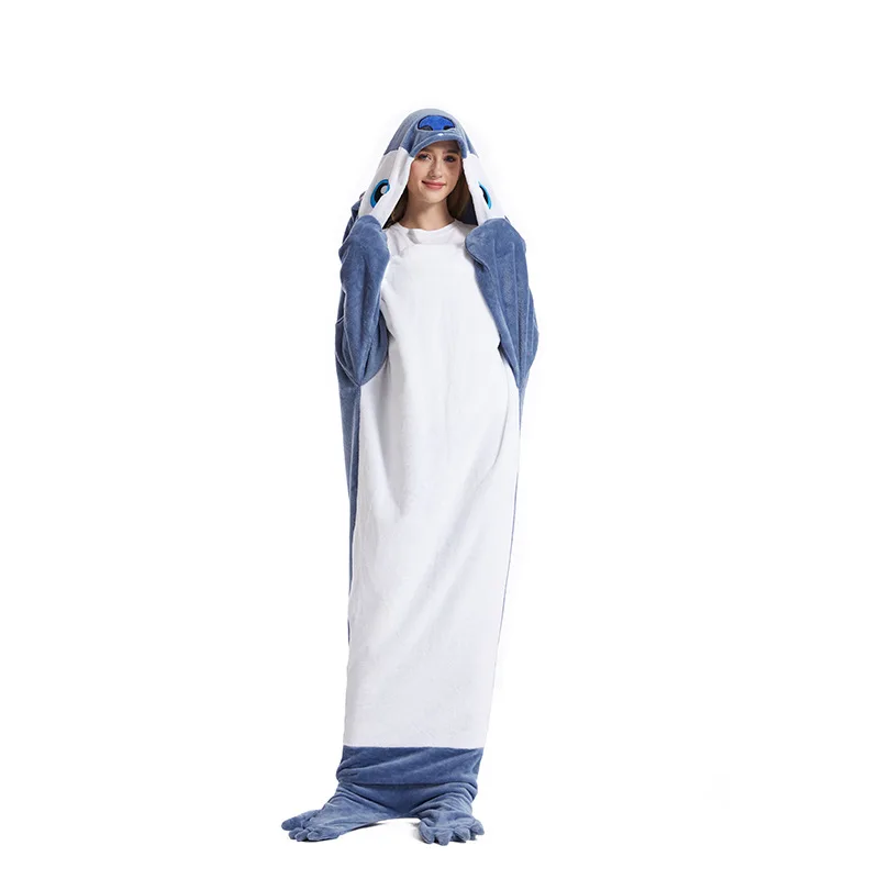 Cartoon Blue Boy Pajama Bag Flannel Home Clothes Hooded Pajamas Adult Onesie Pajamas Cosplay Kigurumi Sleepwear