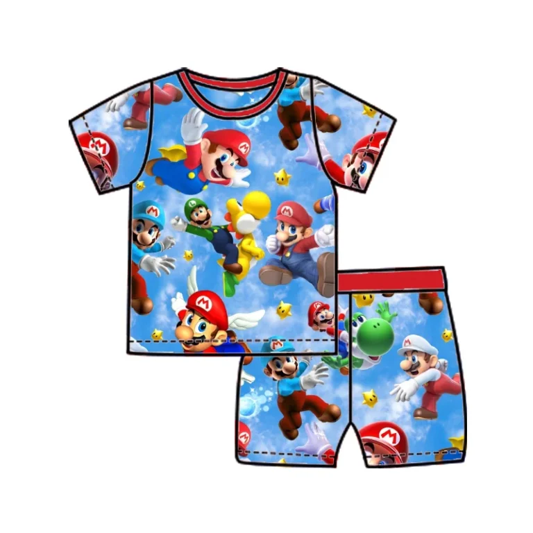 Cartoon-Printed-Unisex-Baby-Bamboo-Short-Sleeve-Bamboo-Baby-Pajamas