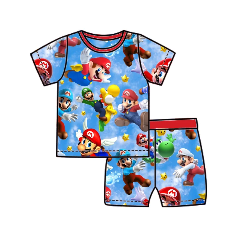Cartoon Printed Unisex Baby Bamboo Short Sleeve Bamboo Baby Pajamas