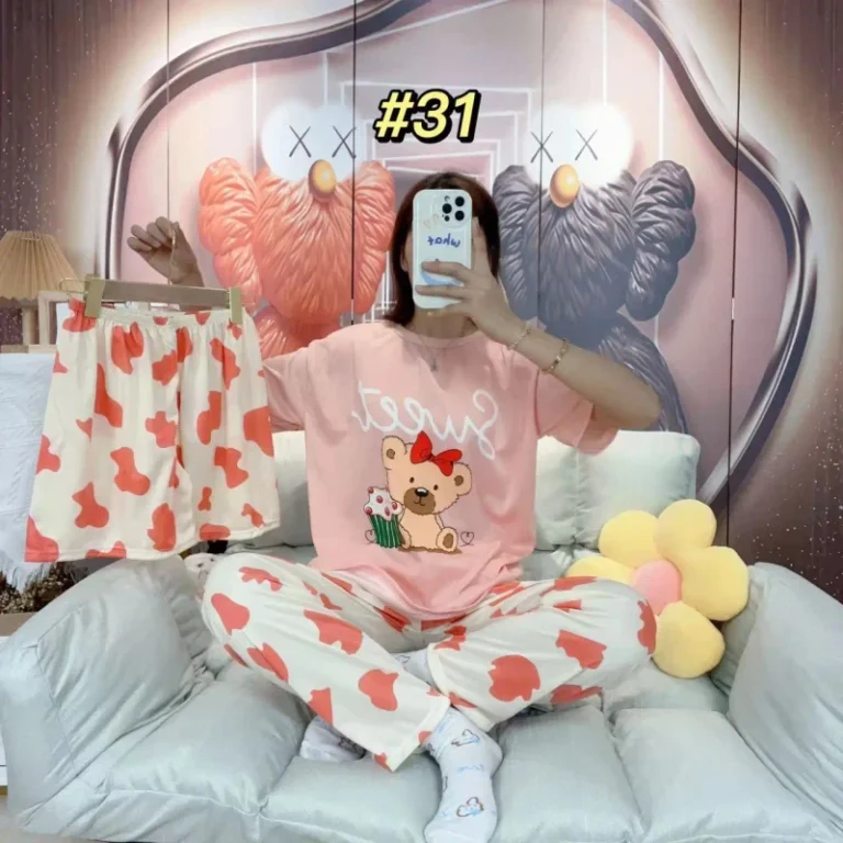 Casual-3-Piece-Womens-Animal-Print-Pajama-Set-Breathable-Milk-Fiber-Spring-Summer-Sleepwear