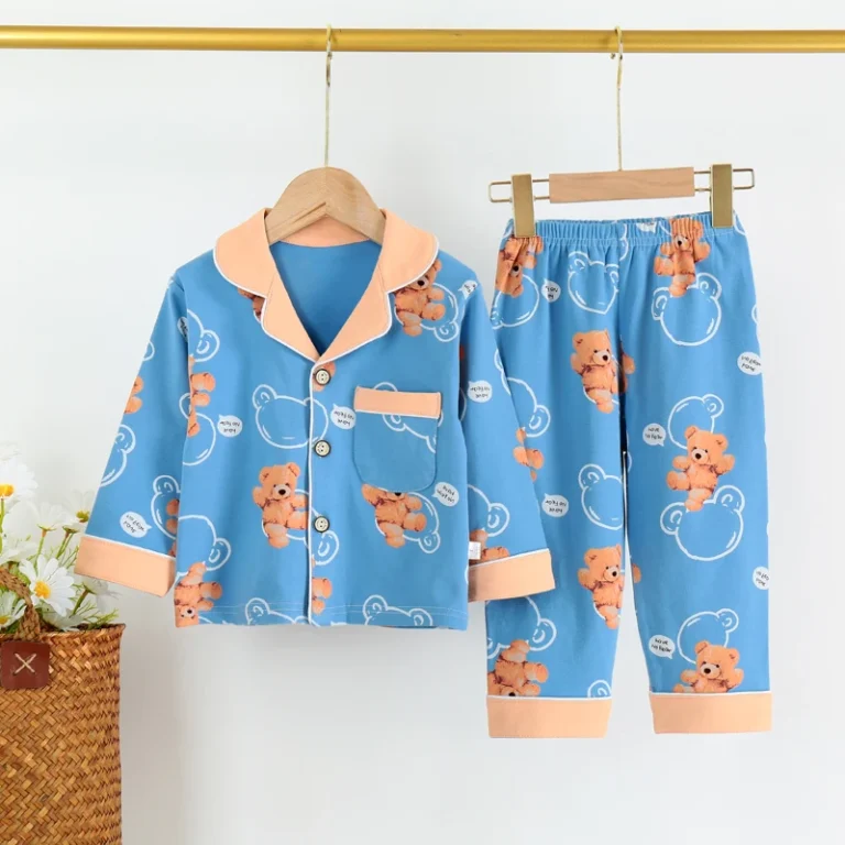 Casual-Babies-Toddlers-Girls-Childrens-Pajamas-Sets-100-Cotton-Soft-Warm-Moisture-Wicking-Plaid-Cartoon-Letter-All-Seasons