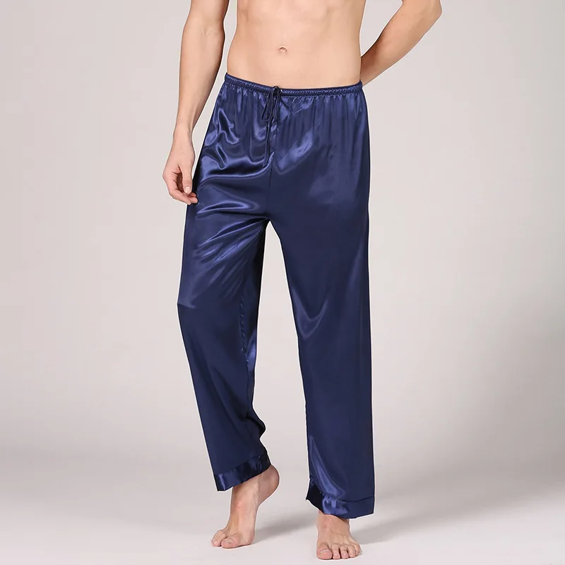 Casual Breathable Imitated Silk Satin Polyester Men's Short Sleeve Solid Machine Washable Pajamas for Summer Relaxation