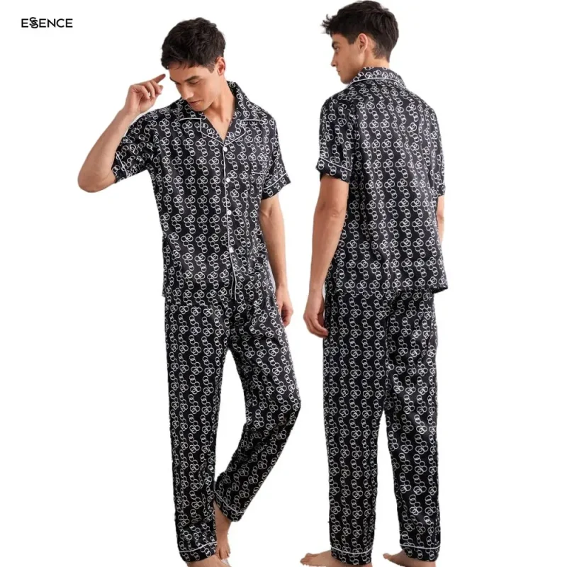 Casual Cozy Plaid Pajamas Set Custom Letter Print 2 Pieces Cotton Mens Loungewear