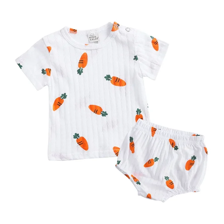 Casual-Cute-Printed-Baby-Toddler-Pajama-Set-Boys-Girls-Breathable-100-Cotton-Short-Sleeve-Two-Piece-Homewear-Cartoon-Pattern