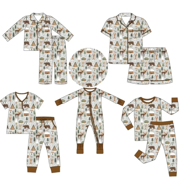 Casual-Daily-Bamboo-Fabric-2-Piece-Unisex-Baby-Pajamas-Set-Sleepwear-with-Customizable-Colors-Patterns