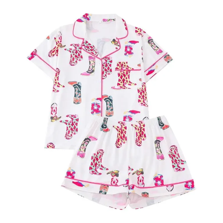 Casual-Pajamas-for-Women-Girl-Sleepwear-Sets-Shorts-White-Plaid-Lounge-Wear-Pajamas