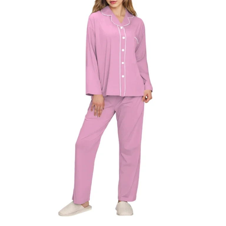 Casual-Womens-Sleepwear-100-Cotton-Pajamas-Lounge-Wear-Set-Custom-Pjs-Soft-Loungewear-for-Ladies