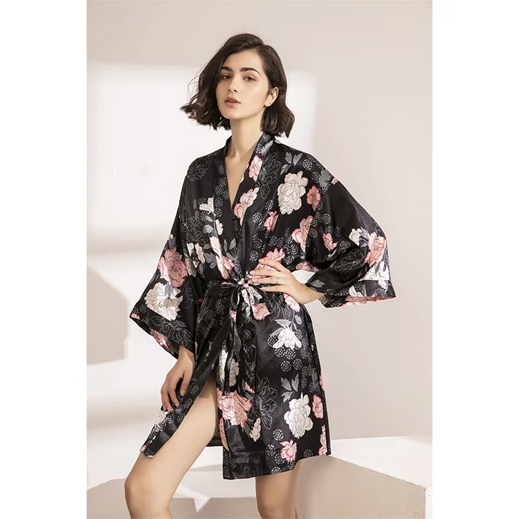 Charming-Floral-Printed-Silk-Satin-Kimono-Robes-Women