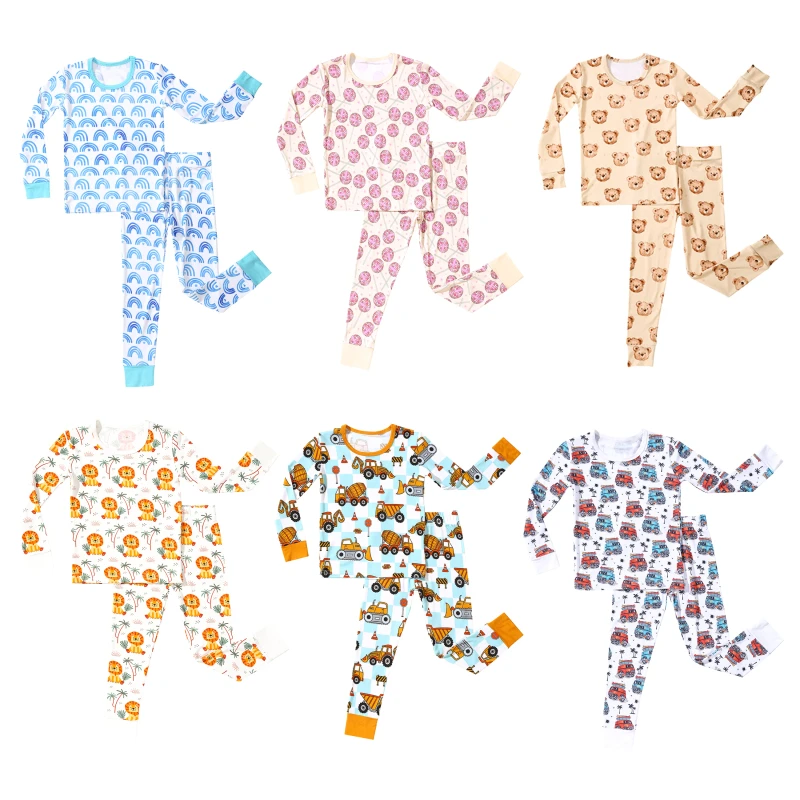 Custom Kids Bamboo Pajamas Children's Sleepwear Clothing Baby Toddler Two Pieces Clothes Set