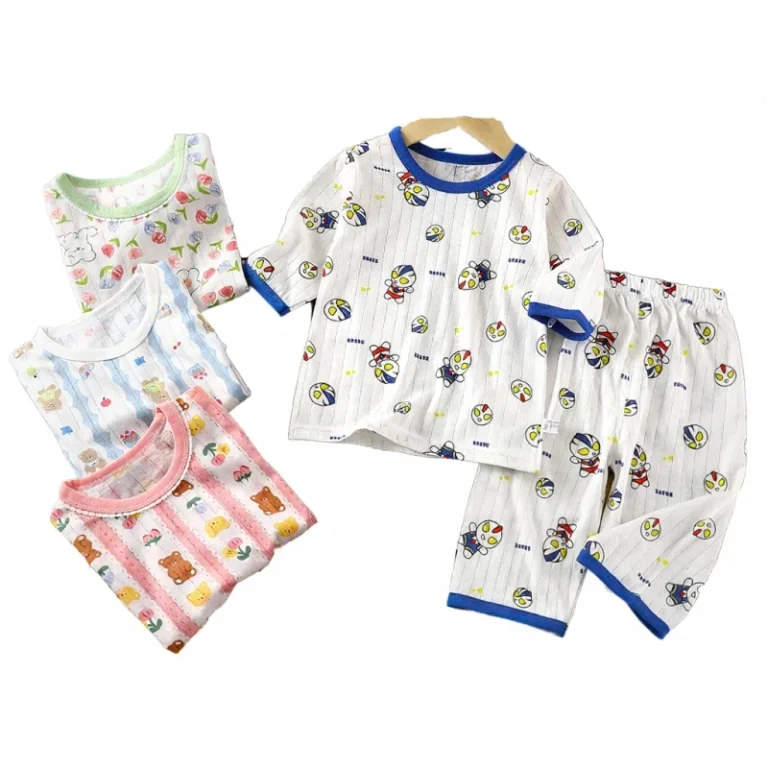 Childrens-Home-Wear-Sets-2pcs-Formal-Pure-Cotton-Summer-Baby-Pajamas-Breathable-Thin-Air-Conditioned-Suits-Anti-Wrinkle