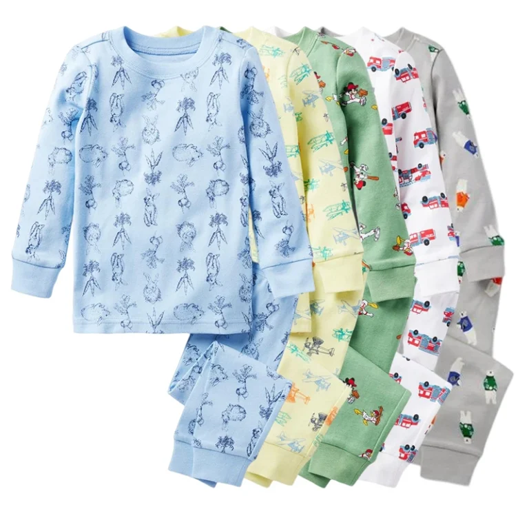 Childrens-Pajamas-Organic-Cotton-Baby-Pajamas-Pyjamas-Organic-Cotton-Kids-Printed-Pajamas-for-Kids-Long-Sleeve-Children-Clothes