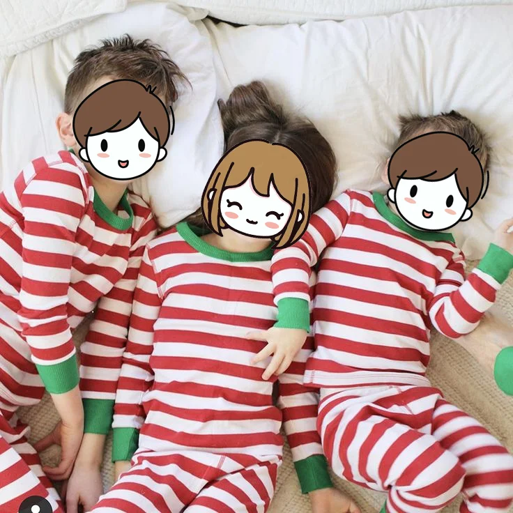 Childrens-Pajamas-Red-Striped-Cotton-Embroidery-Christmas-Pajamas-Family-Baby-Pyjamas-Sets