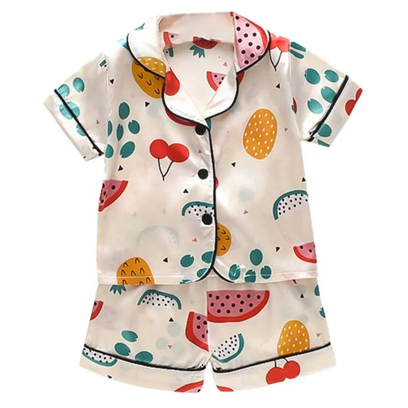 Children's Pajamas Set Baby Boy Girl Clothes Summer Sleepwear Set Kids Cartoon Printed Tops+Shorts Toddler Clothing Sets