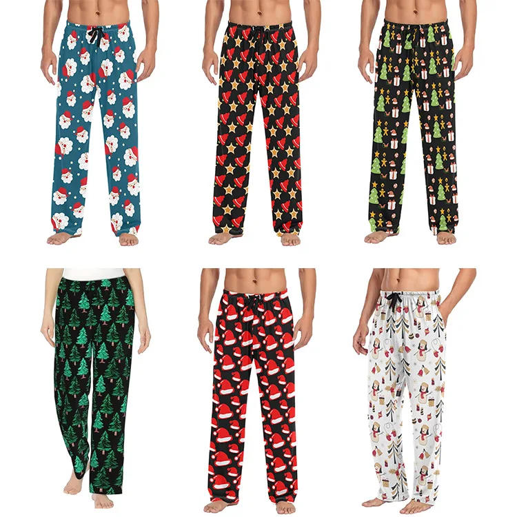 Chinese Style Pajama Easy Care Christmas Theme for Holiday Retail Stock Funny Pajamas Men Low MOQ PJ