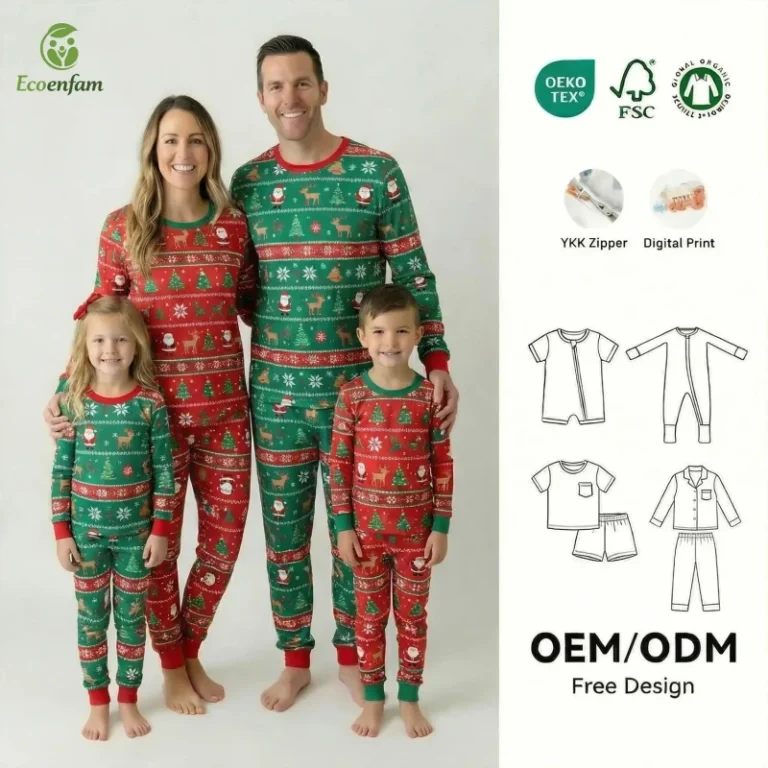 Christmas-Bamboo-Family-Matching-Pajamas-Custom-Pattern-Sleepwear-OEKO-TEX-Certified-Bamboo-Clothes-Manufacturer