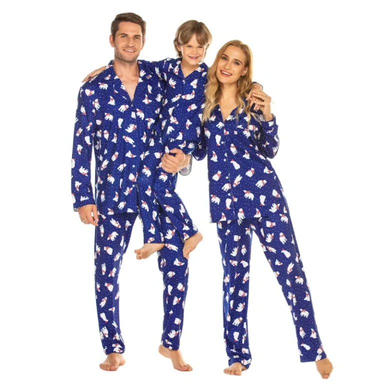 Christmas-Family-Matching-Pajamas-Long-Sleeve-Couple-Pajama-Set-Festival-Party-Sleepwear-With-Button-S-XXL