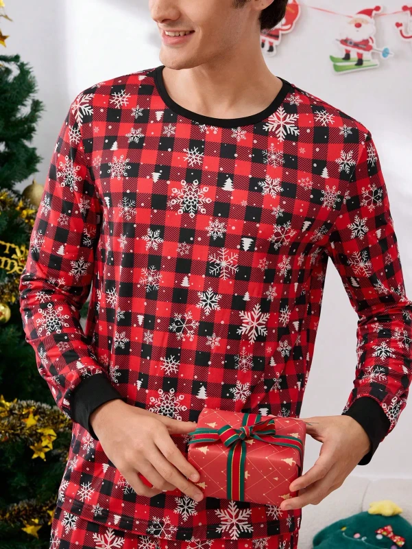 Christmas Men's Grinch Print Long Sleeved Sleepwear Funny Pajamas for Men
