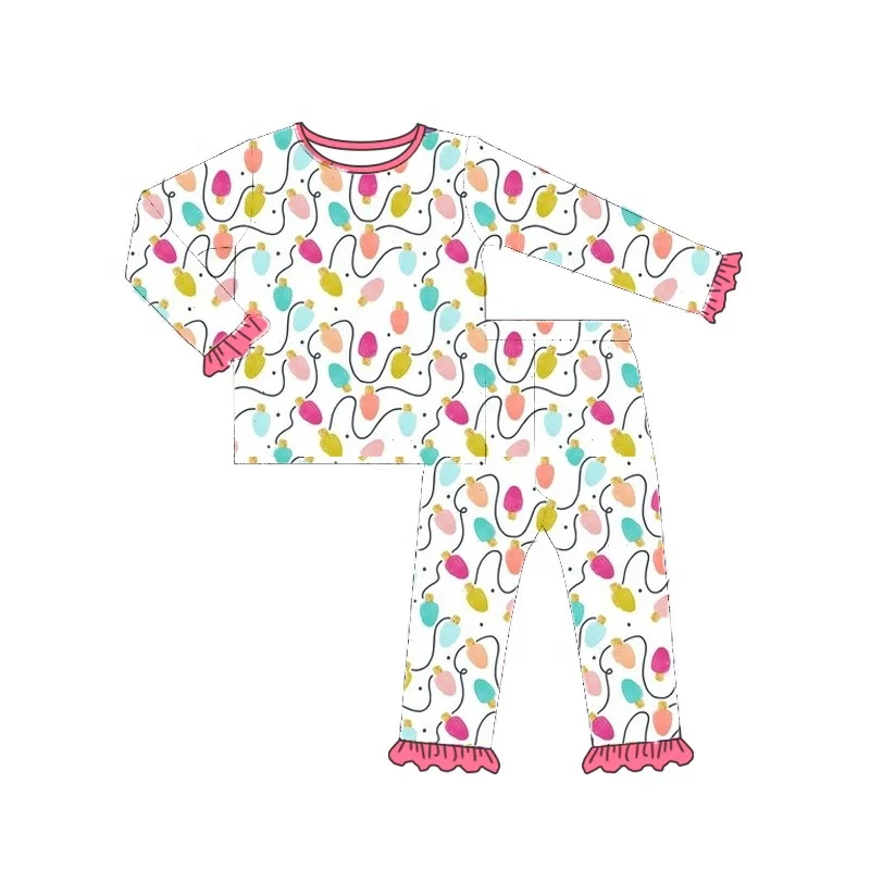 Christmas Newborn Baby Girls Bamboo Two-Piece Long Sleeve Breathable Casual Pajamas Toddler Kids Clothing Set
