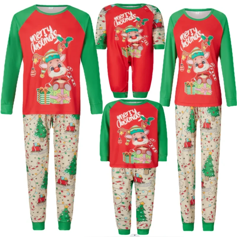 Christmas Pajama Set for Fimaly Long Sleeve Winter Soft Matching Christmas Pajamas Family Sleepwear