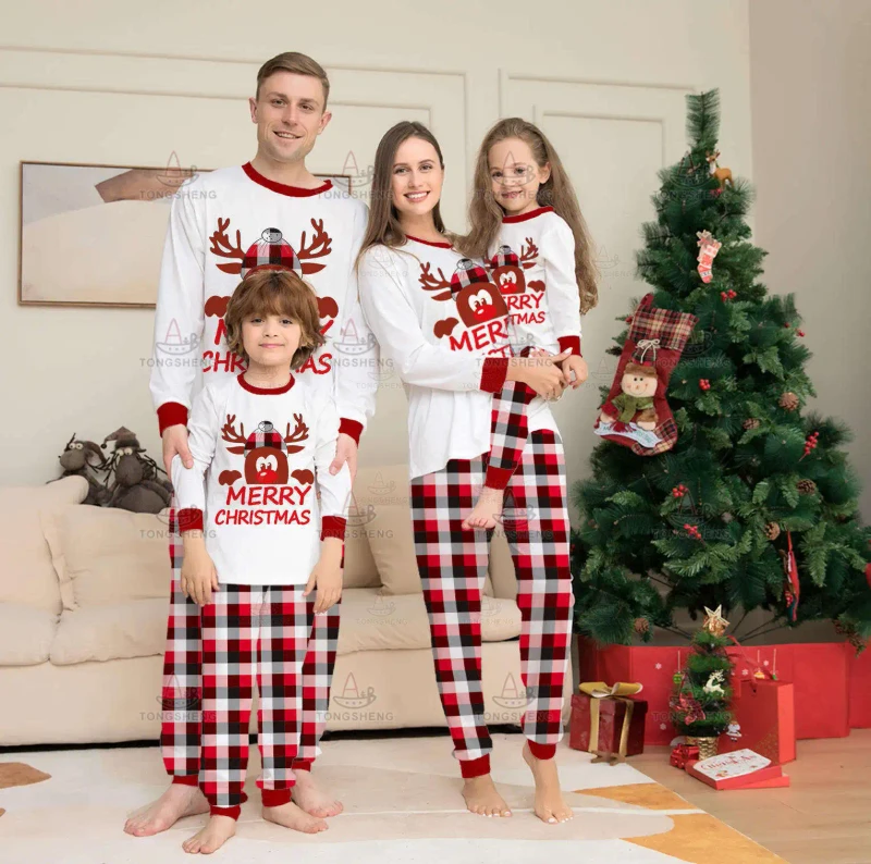 Christmas Pajamas Jersey PJS Pyjamas Family Matching Custom X-mas Family Christmas Pajamas Sets Tshirt T Shirt