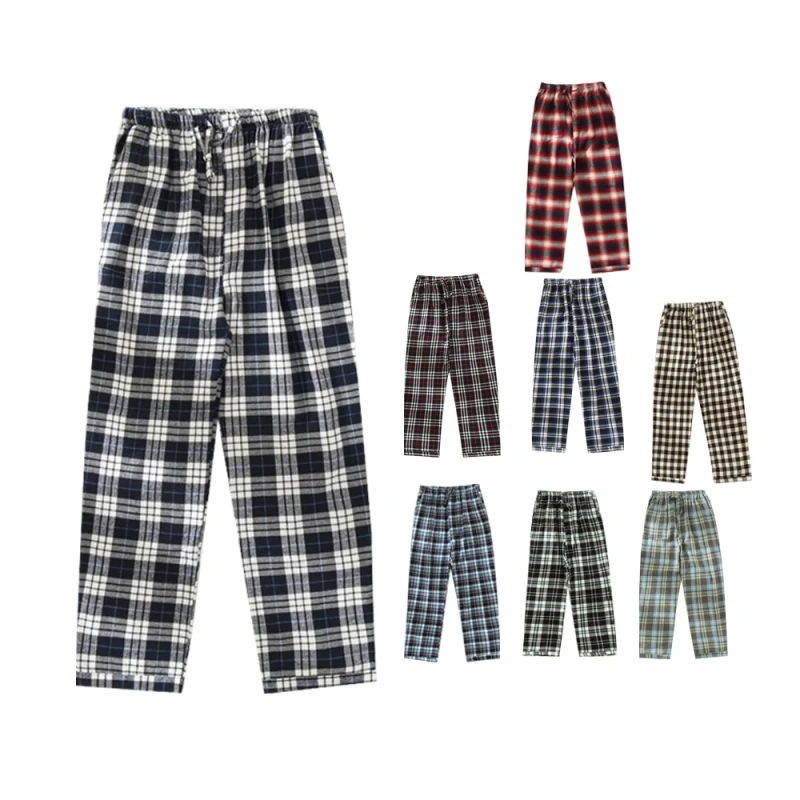 Christmas Pajamas Red Black White Grid Plaid Pants Men's Pajamas Ready to Ship Comfortable Cotton Mens Pajamas