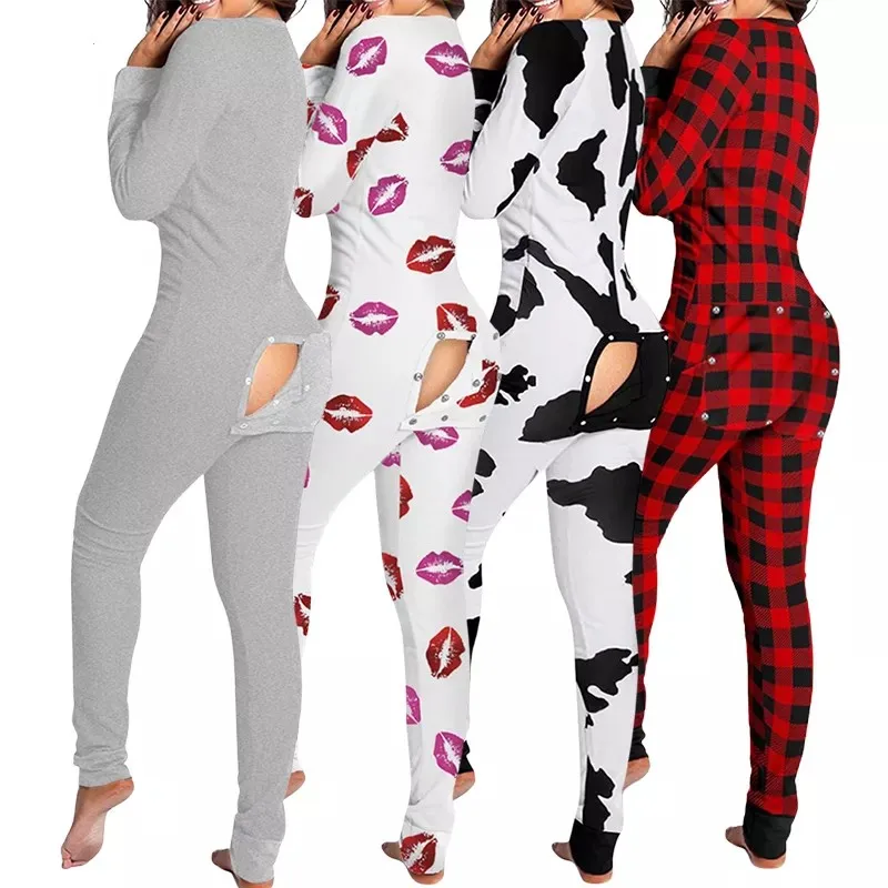 Christmas Plus Size Thermal Knitted Women's Adult Onesie Pajamas Nightwear Sleepwear for Spring Summer Autumn Winter