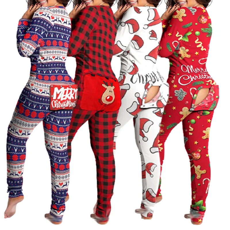 Christmas Pyjamas Custom Print Adult Onesie Nightwear Women Sleepwear Christmas Onesie Pajamas